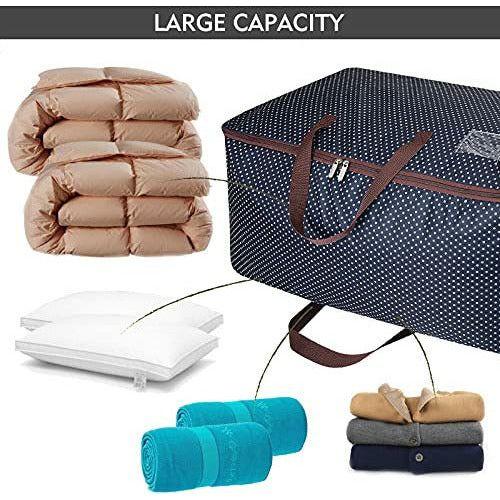 DOKEHOM 3-Pieces 100L Large Storage Bag, Fabric Clothes Bag, Thick Ultra Size Under Bed Storage, Moisture proof (Blue, Set of 3) 4