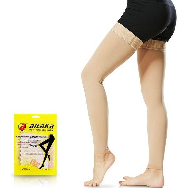 Ailaka Thigh High 20-30 mmHg Compression Sleeves for Women and Men, Firm Support Graduated Varicose Veins Stockings, Travel, Casual-Formal Hosiery 0
