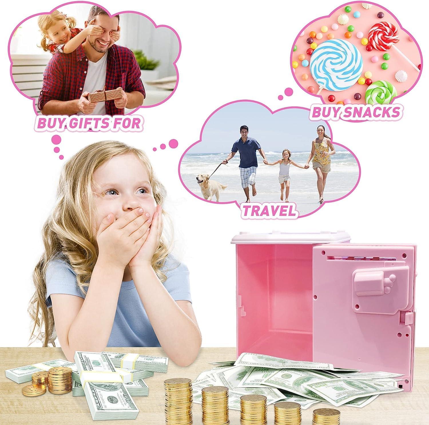 Piggy Bank for Kids, Money Bank Electronic ATM Coin Cash Auto Scroll Money Saving Bank with Password for Girls Boys 1