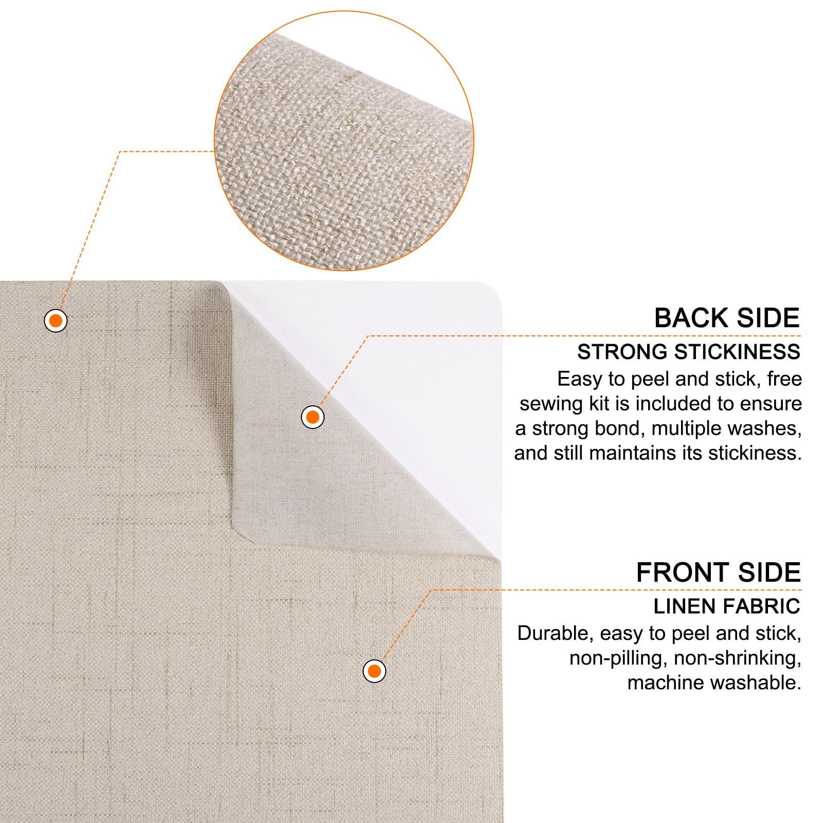 sourcing map Fabric Repair Patch 7.8"x11.8" Fine Linen Self-Adhesive Patch for Sofa Clothing Cushion Pillow, Rice Coffee 3