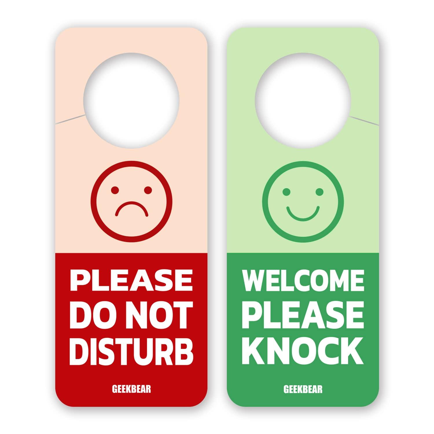 GEEKBEAR Do Not Disturb Door Hanger Sign (07. Cowboy) - 2 Pack - Reversible and Double Sided Privacy Office Sign - Please Do Not Disturb on Front and Welcome Please Knock on Back Side 0