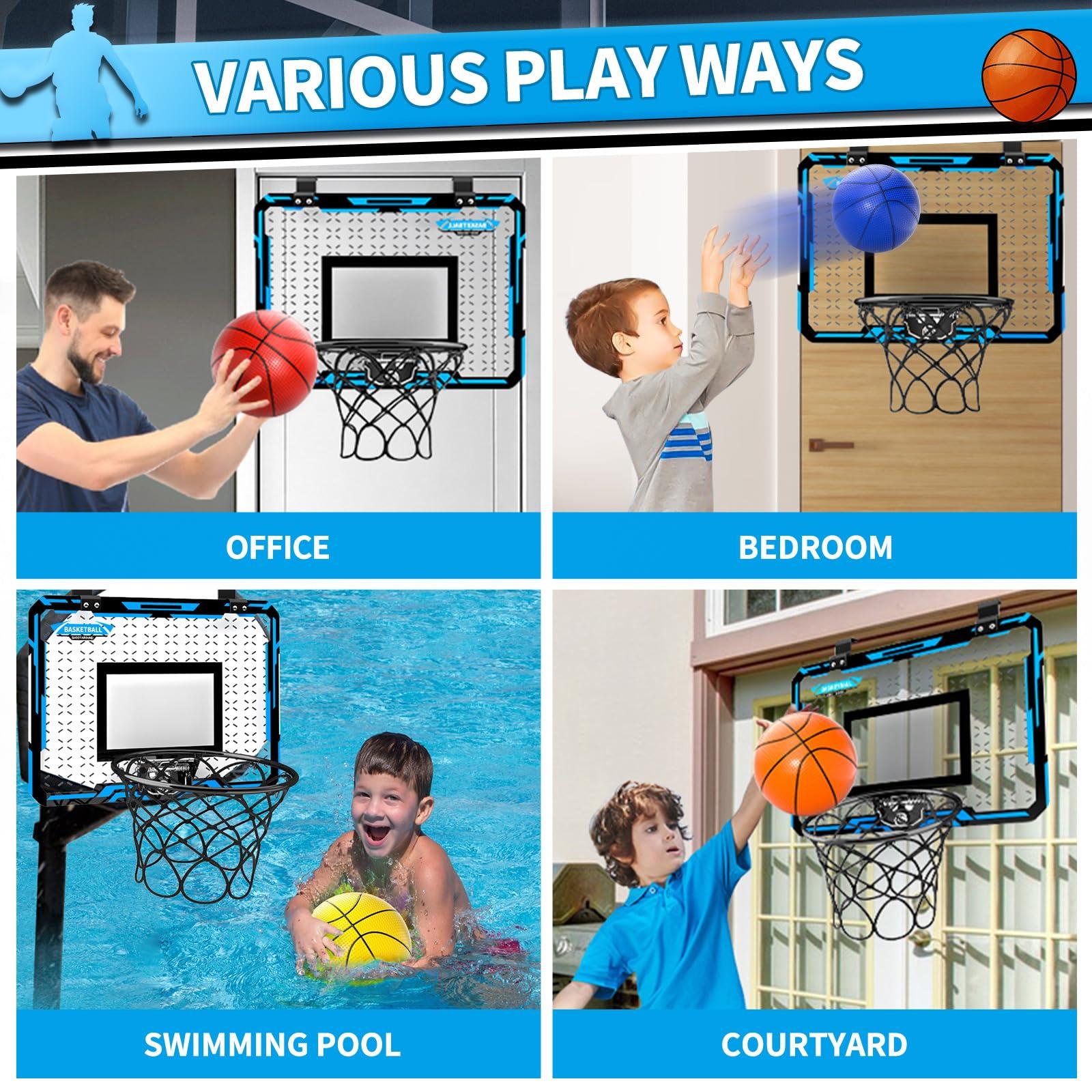 Doloowee Basketball Hoop Indoor, Kids Basketball Hoop with 4 Balls, Over The Door Basketball Hoop for Kids and Adults, Basketball Toy Gift for Boys Girls Age 3 4 5 6 7 8 9 10 11 12 Years 2