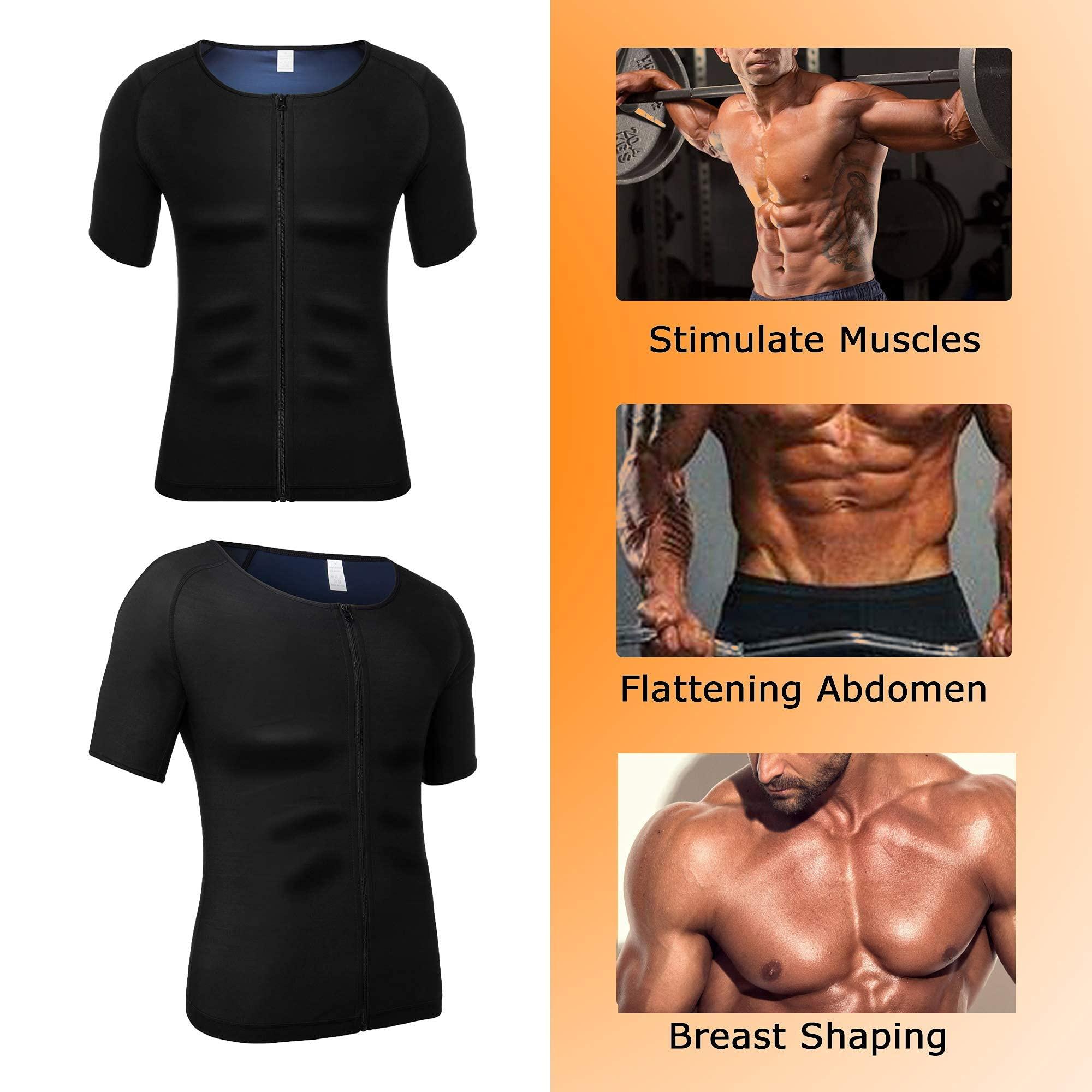 Mens Sweat Sauna Shirt Workout Training Body Shaper Waist Trainer Zipper Vest for Weight Loss 3