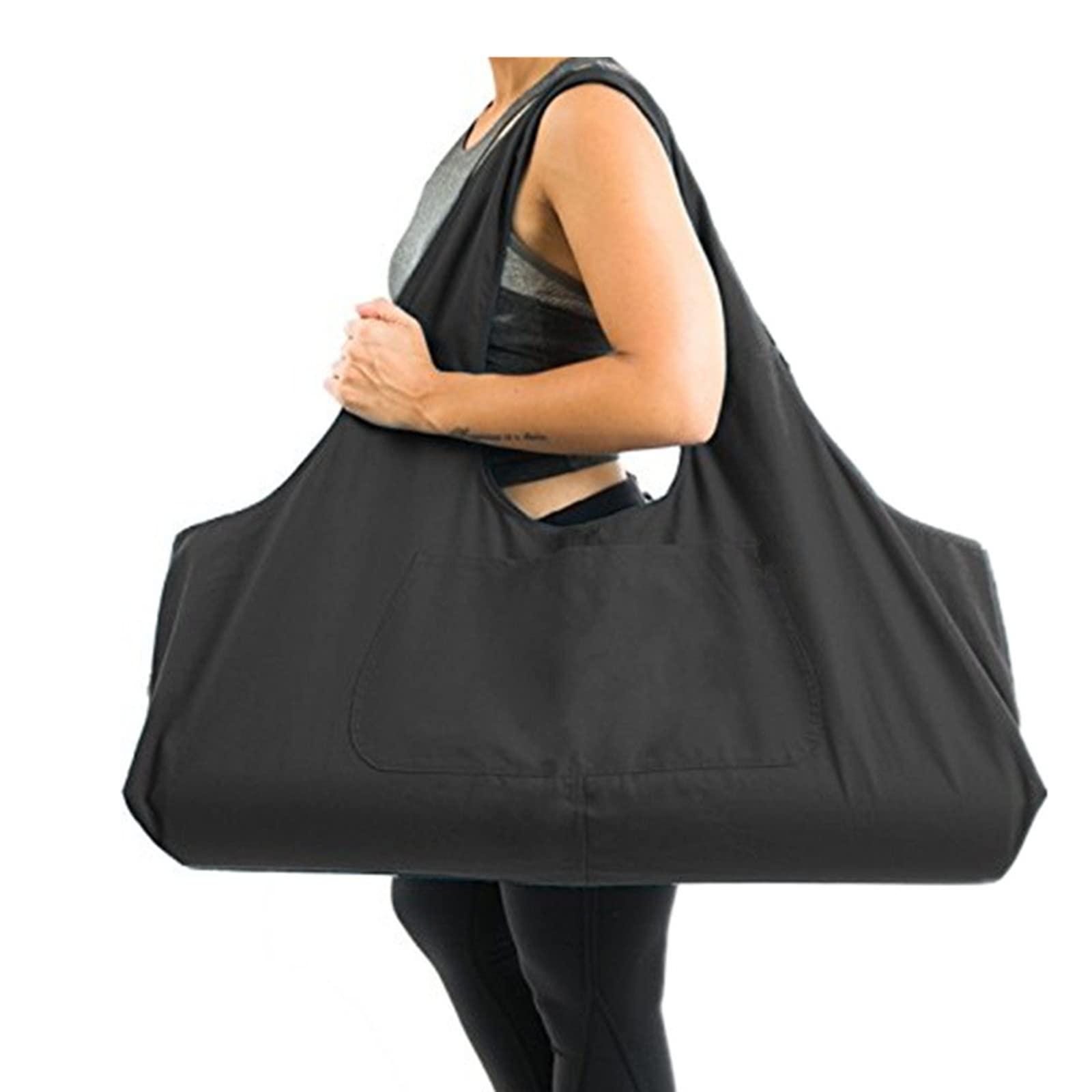 3DTengkit Yoga Bag Large Yoga Mat Bag,Canvas Yoga mat Tote Bag with Inside Zip Pocket Fits Most Size Mats (black)