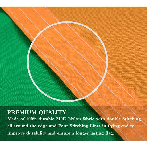 FLAGBURG Ireland Flag 2x3 FT, 2 Pack Irish Flags with Sewn Stripes (Not Print), Canvas Header & Brass Grommets, Vivid Color, Triple Stitching, 100% High-Grade Nylon for All-Weather Outdoor Display 4