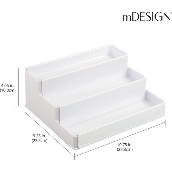 mDesign Spice Rack for Kitchen Cabinet Storage - Pull-Out Storage for Order in The Kitchen, Cosmetics Rack - 3 Levels - White 3