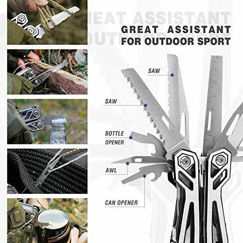 Mossy Oak Multitool, 21-in-1 Stainless Steel Multi Tool Pocket Knife with Screwdriver Sleeve, Self-Locking Multitool Pliers with Sheath-Perfect for Outdoor, Survival, Camping, Hiking, Simple Repair 4