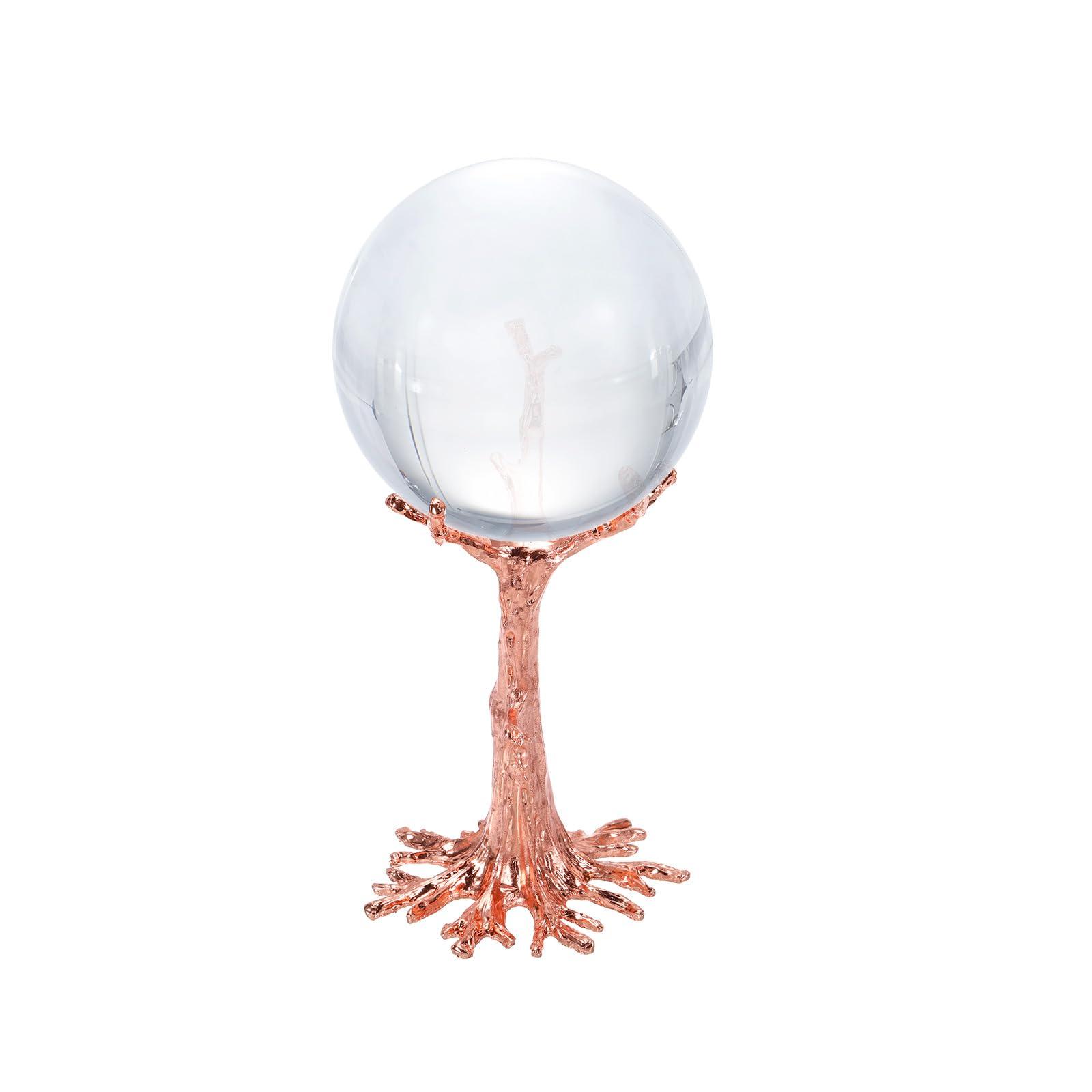 sourcing map Alloy Crystal Ball Display Holder Egg Sphere Stand Rose Gold Light Luxury Tree Shape Large Size for Home Decoration 2