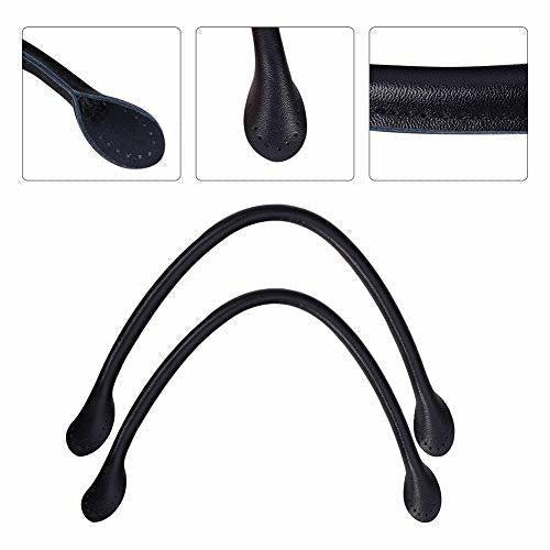 PandaHall Elite 1 Pair 40cm(16 Inch) Leather Purse Handles Handbags Shoulder Bag Strap Replacement with Alloy Clasps for Purses Making Supplies Black 1