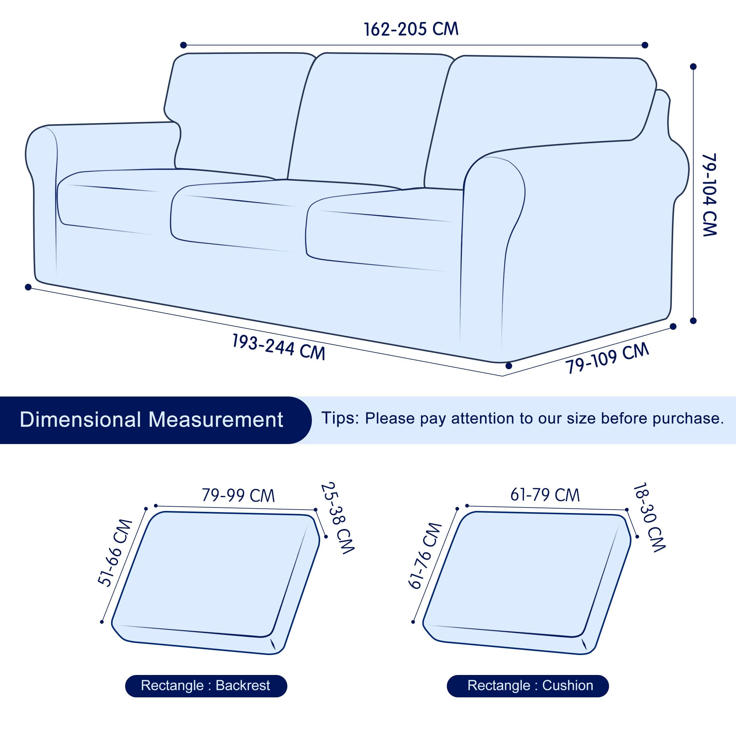 subrtex 3-Seater Sofa Cover with 3 Separate Cushions and 3 Backrests Covers, 7 Pieces Stretch Sofa Slipcover Replacement Furniture Protector (Sofa, Wine) 2