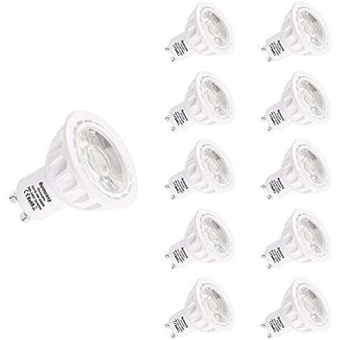Bomcosy Dimmable GU10 LED Bulbs, Daylight White 6000K, 6W Replacement for 50W Halogen Bulb, 540 Lumens, 50mm, 35 Degree Beam Angle, Pack of 10 0