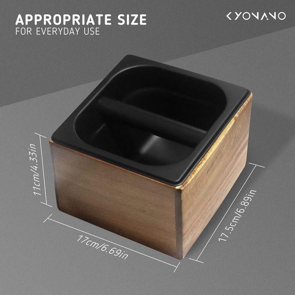 KYONANO Espresso Knock Box, Espresso Accessories, Coffee Knock Box with Durable Knock Bar and Non-Slip Base, Made of Natural Acacia Wood and Stainless Steel, Knock Box for Breville Machine Accessories 2