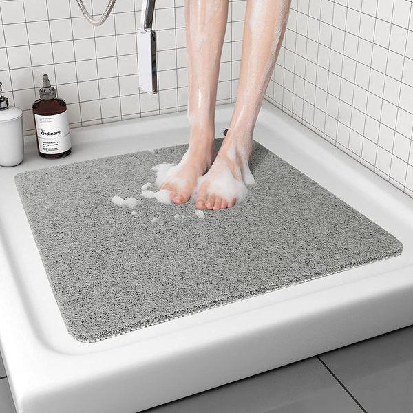 Bingobang Bath Mats Non Slip,Shower Mat Rubber 60x60cm,Extra Soft Anti-Mould, Machine-Washable,For Bathroom Floor,Bathtub(Grey)