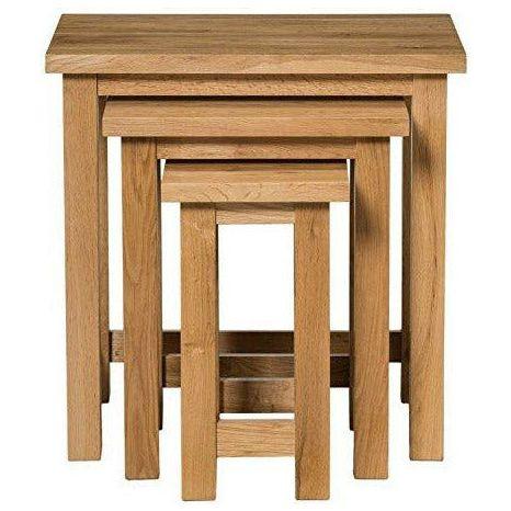 Hallowood Waverly Nest of Tables in Light Oak Finish | Solid Wooden Side/End/Lamp Stand | Set of 3, WAV-NEST490 3