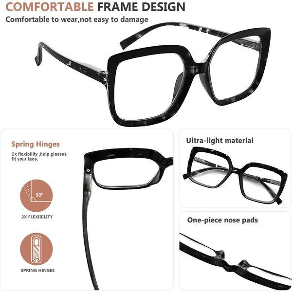 Eyekepper Reading Glasses for Women Large Frame Readers Eyeglasses Oversize - Black/Tortoise +2.25 3