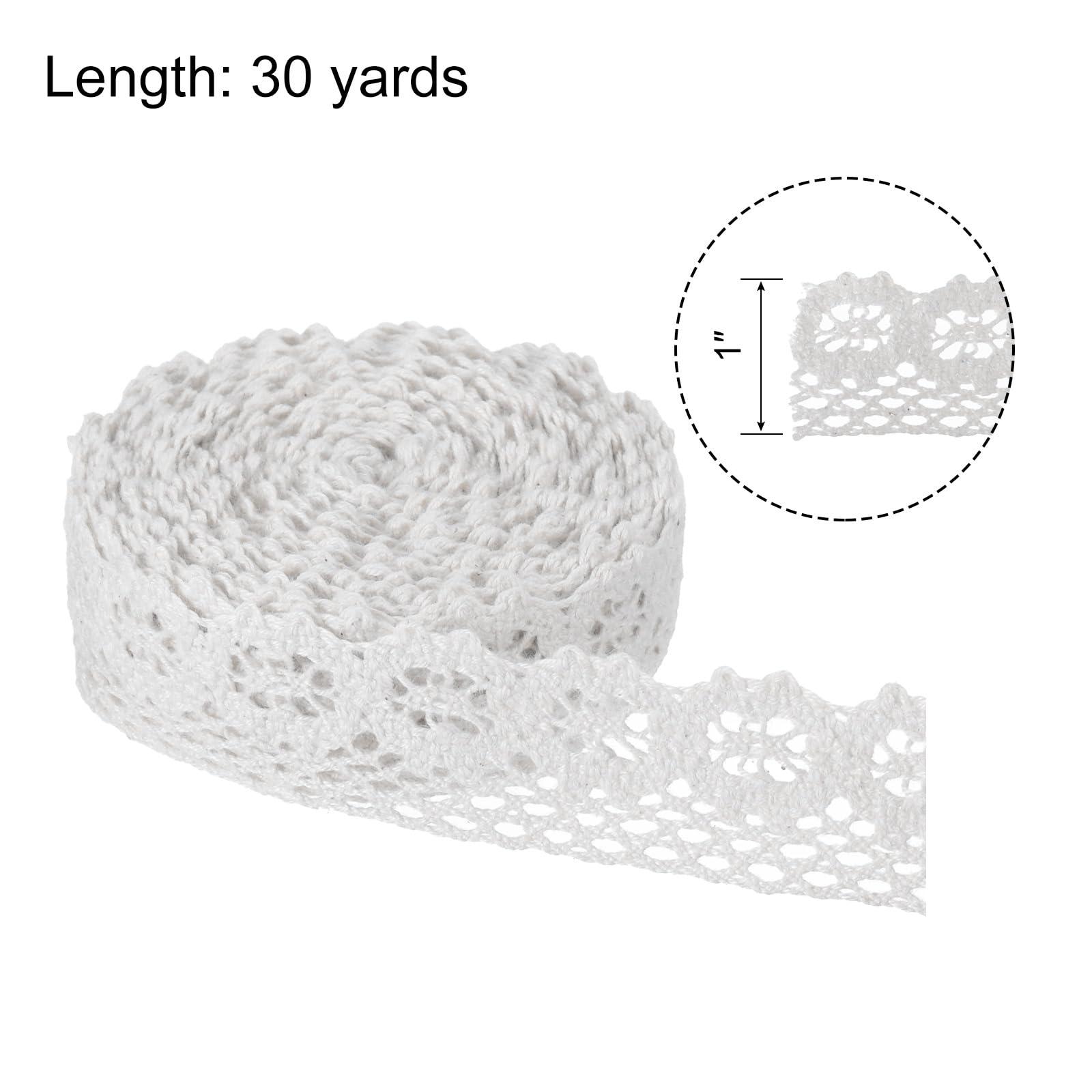 sourcing map Lace Trim Ribbon 30 Yards 1 Inch Cotton Trim for Craft,Gift Wrappers,Headbands,Wedding White Style 11 1