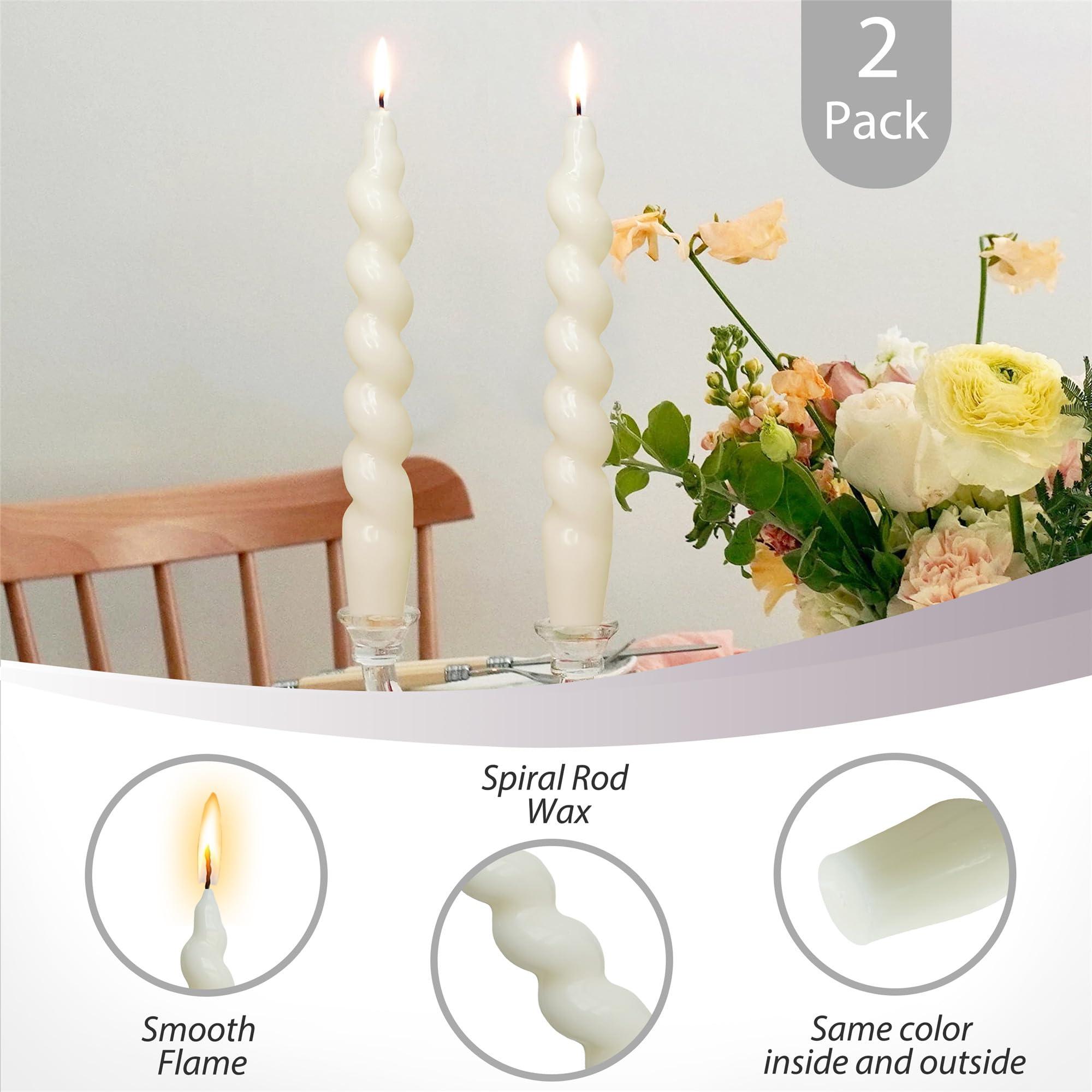 Gedengni 9.5inch Spiral Taper Candles White and Pink Bicolor Twisted Candles Sticks， Multi-Coloured，2PCS Unscented Candles for Decoration Weddings Dinners (White+Pink) 2