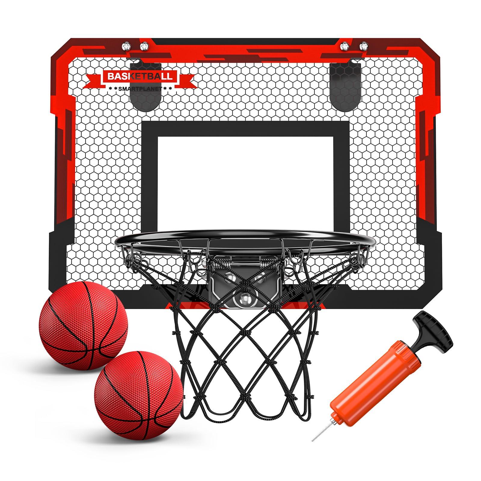 TEMI Indoor Basketball Hoop for Kids, Door Room Basketball Hoop,Mini Basketball Hoop with 2 Balls, Basketball Toys for 3 4 5 6 7 8 9 10 11 12