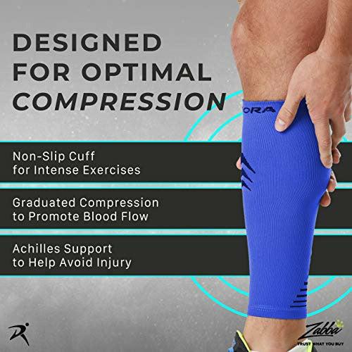 Rymora Calf Compression Sleeves (Ideal for Sports, Running, Shin Splints) (One Pair) (Black) (Extra Large) [XL] 3