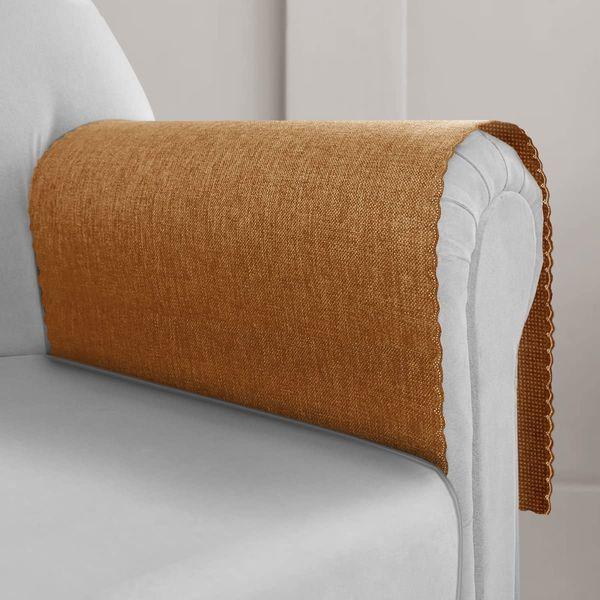 Terracotta Armchair Arm Covers Faux Linen Sofa Armrest Covers for Recliner Couch Arm Cover Elegant Home Decor Armchair Slipcover for Living Room Couch Loveseat Sofa Arm Protector, Set of 2, Orange 0