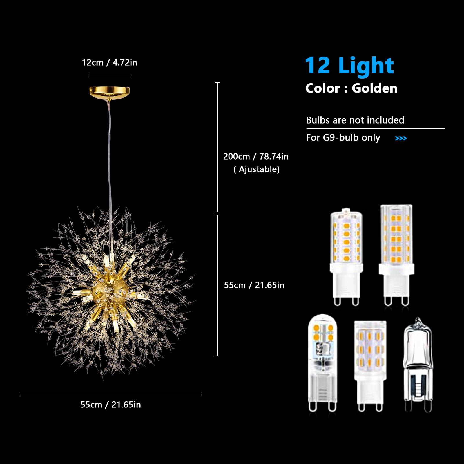 Vikaey Chandeliers 12 Lights, Gold Chandeliers Light, Crystal Chandeliers, Dandelion Light for Living Room Dining Room Bedroom Hallway 3