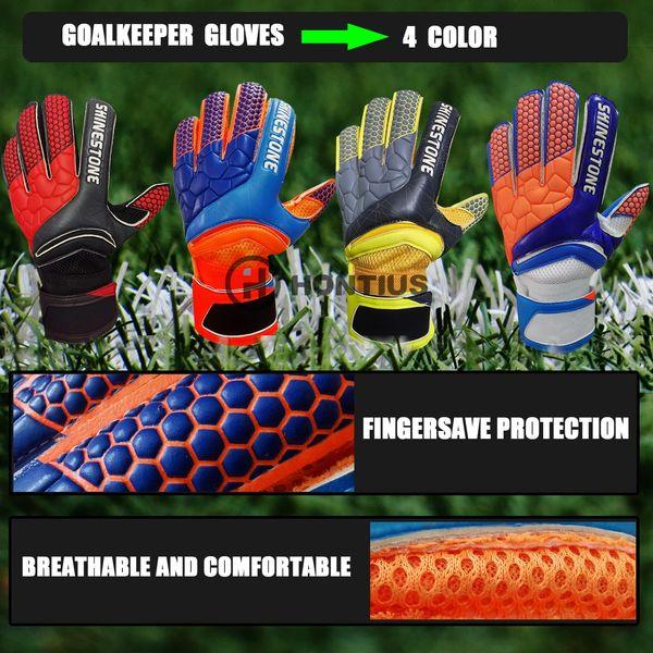 HONTIUS Goalkeeper Gloves Kids Men, Boys Youth Adult Soccer Goalie Gloves with Fingersave Super Grip Latex for Football Training Match Orange 4