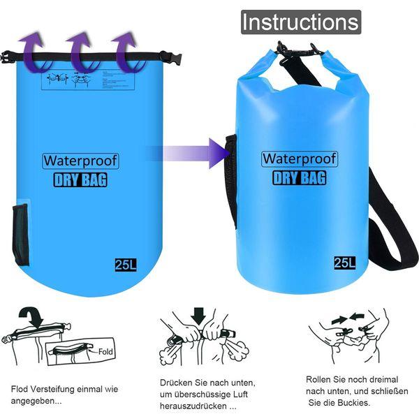 AILGOE Waterproof Bag 5L/10L/15L/20L/25L/30L/40L,Lightweight Dry Bag with Long Adjustable Shoulder Strap Perfect for Drifting/Boating/Kayaking/Fishing/Rafting/Swimming/Campingï¼Blue,30L 1