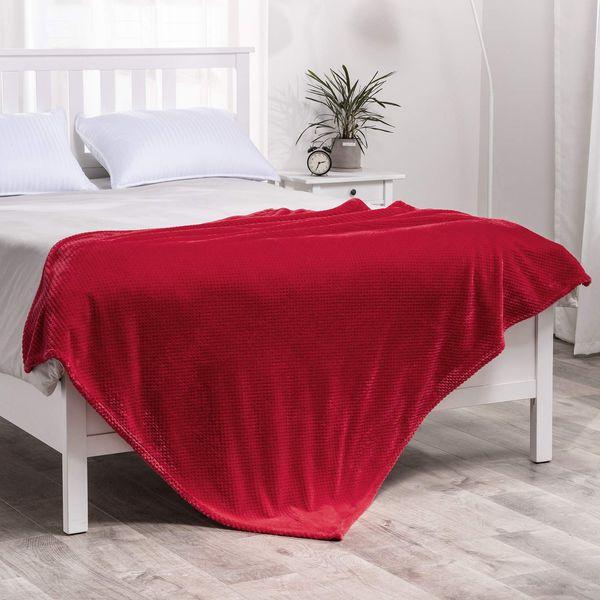 MIULEE Fleece Blanket Throw Red Twin Size Fluffy Plush Granule Bed Blankets - Soft Solid Warm Microfiber Throw as Bedspread for Bed Couch Sofa Settees 150x200cmï¼60"x80",Redï¼ 3