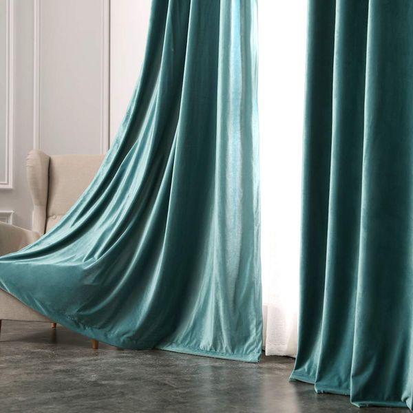 MIULEE Velvet Curtains Teal Elegant Eyelet Curtains Thermal Insulated Soundproof Room Darkening Curtains/Drapes for Classical Living Room Bedroom Decor 52 x 96 Inch Set of 2 1