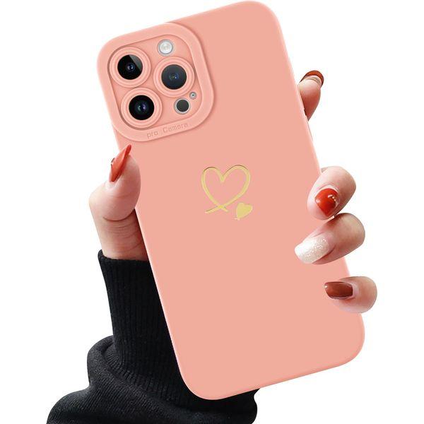 UZEUZA Compatible for iPhone 14 Pro Max Case 6.7-Inch, Fashion Cute Love-heart Shape iPhone 14 Pro Max Case for Grils Women Ladies Shockproof Silicone iPhone 14 Pro Max Cover 0