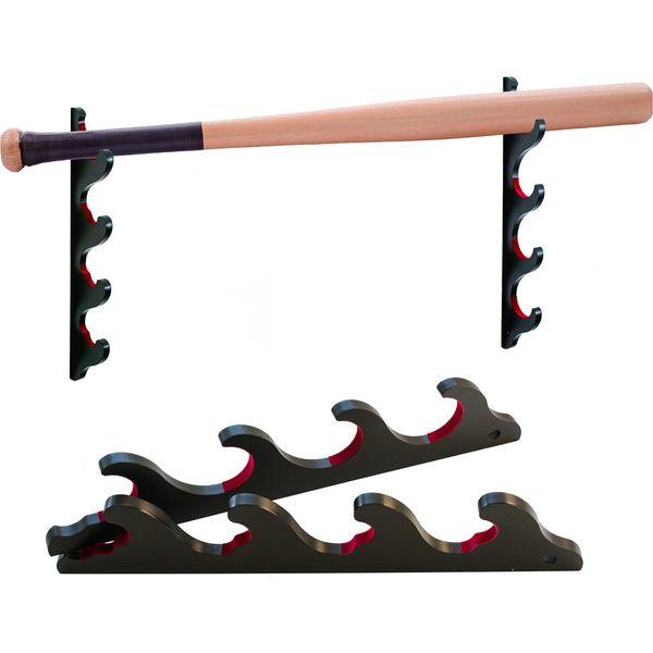 FOXSMZZ Baseball Bat Display Rack Softball Bat Holder for Horizontal Display Wooden Bat Rack for Memorabilia and Collectible (4 Tier), Black 3