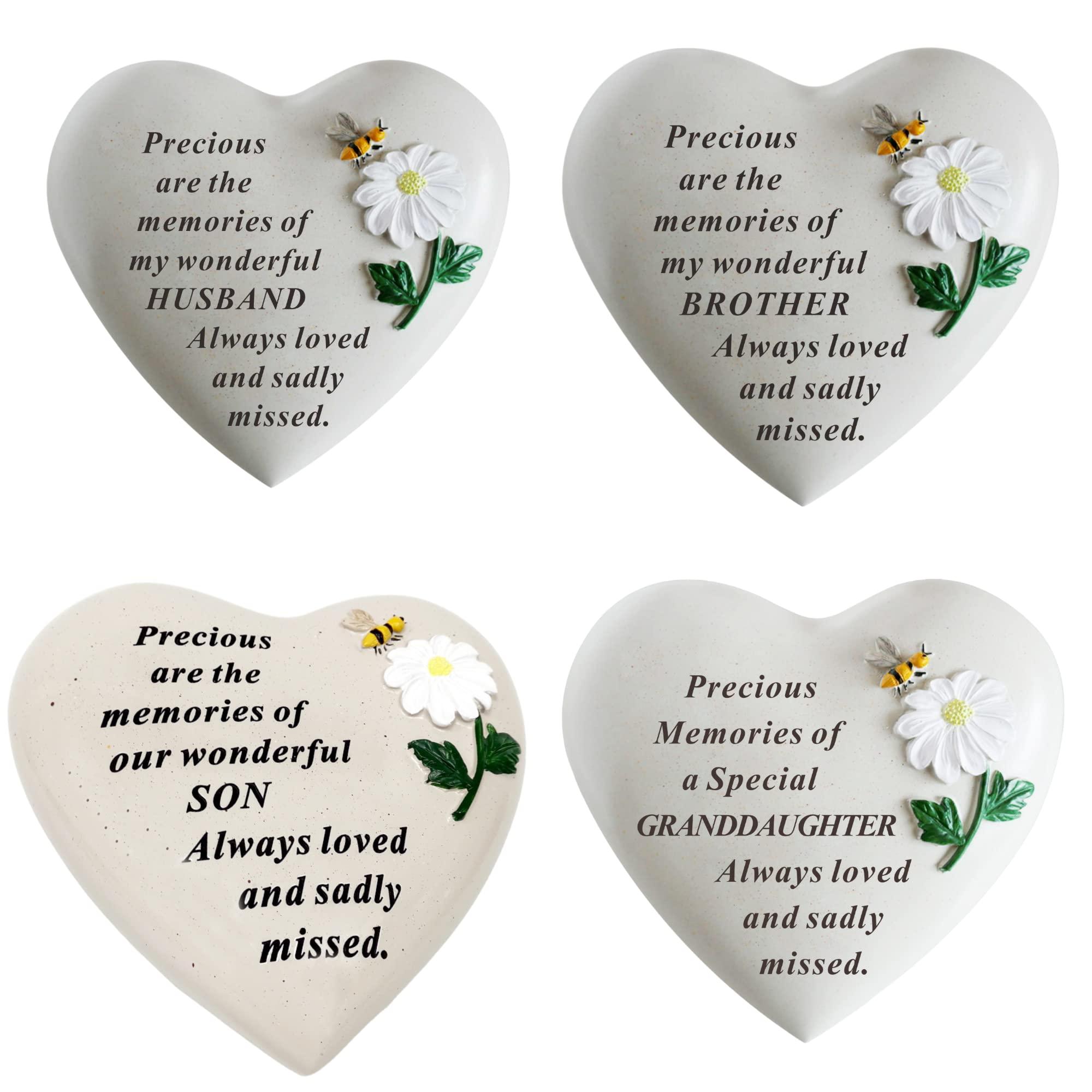 Husband Memorial Stone - Bee Daisy on Heart - DF18314-G 3