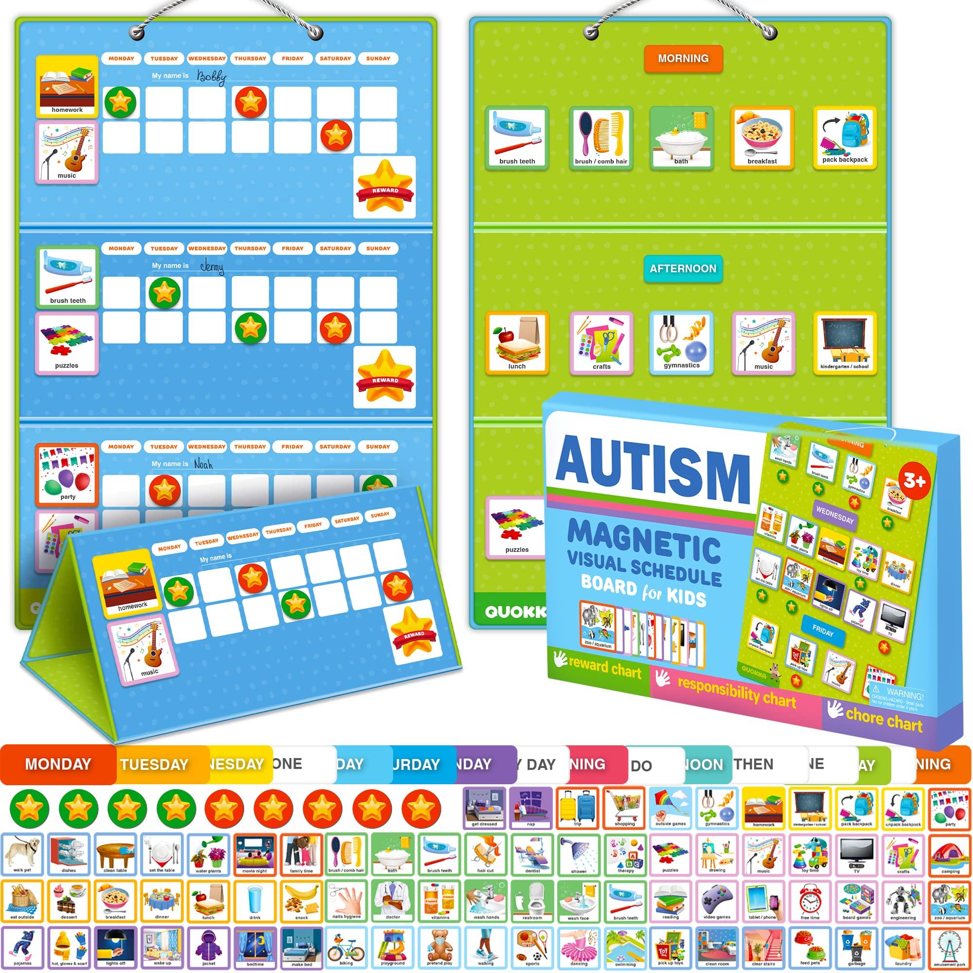 Quokka 145 Reward Behaviour Charts For Children - Visual Timetable For Autistic Children - Magnetic ADHD Tools - Routine Responsibility Board Autism Learning Materials 5