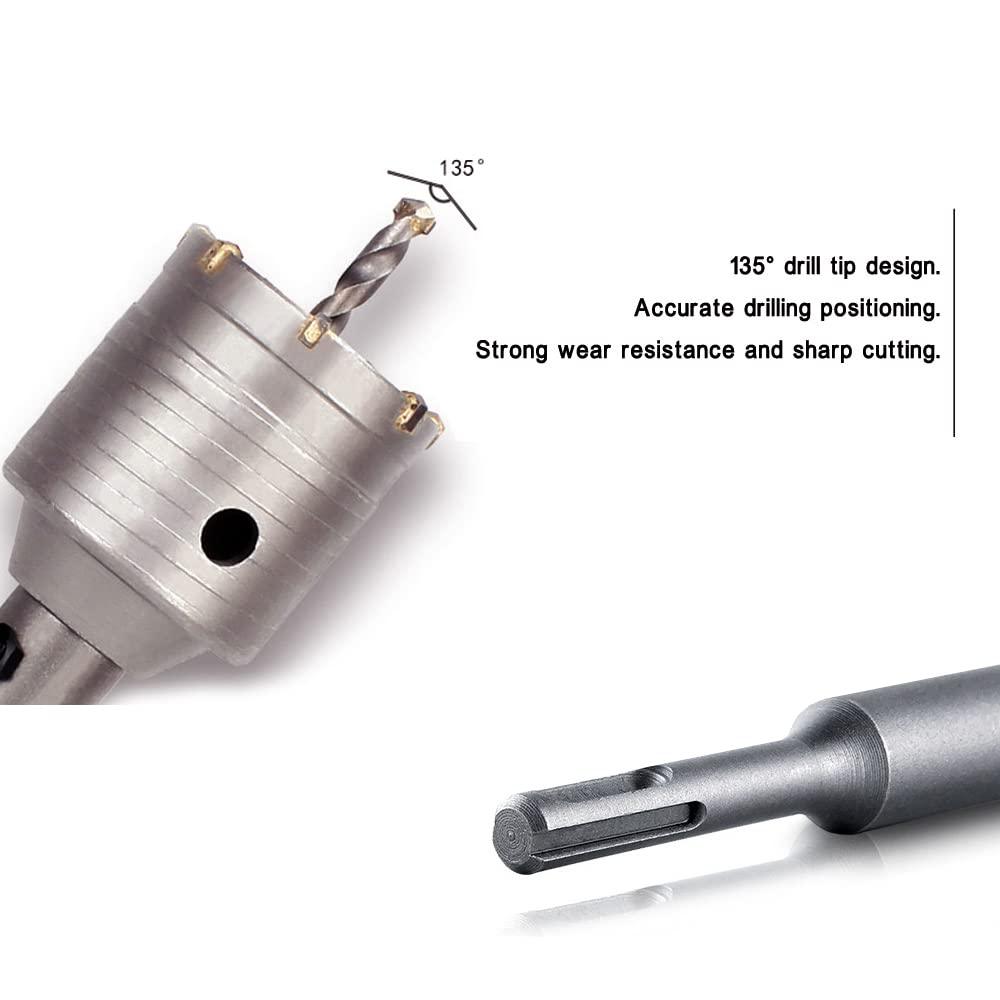 Round Handle Hole Saw Cutter Set, 350mm SDS Plus Shank Concrete Wall Drill Bit with 30/40/50 mm Expansion, Durable and Stable, for Install Air Conditioners, Hoods, or washing machines Machines Etc. 3