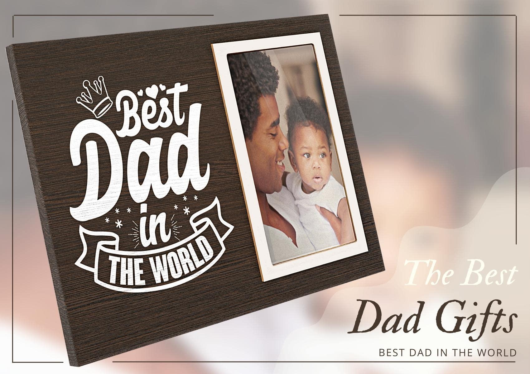 INNObeta Father's Day Dad Picture Frame, Daddy Gifts Birthday Occasion Present From Daughter Son for 4" x 6" Photo-Best Dad in The World 1