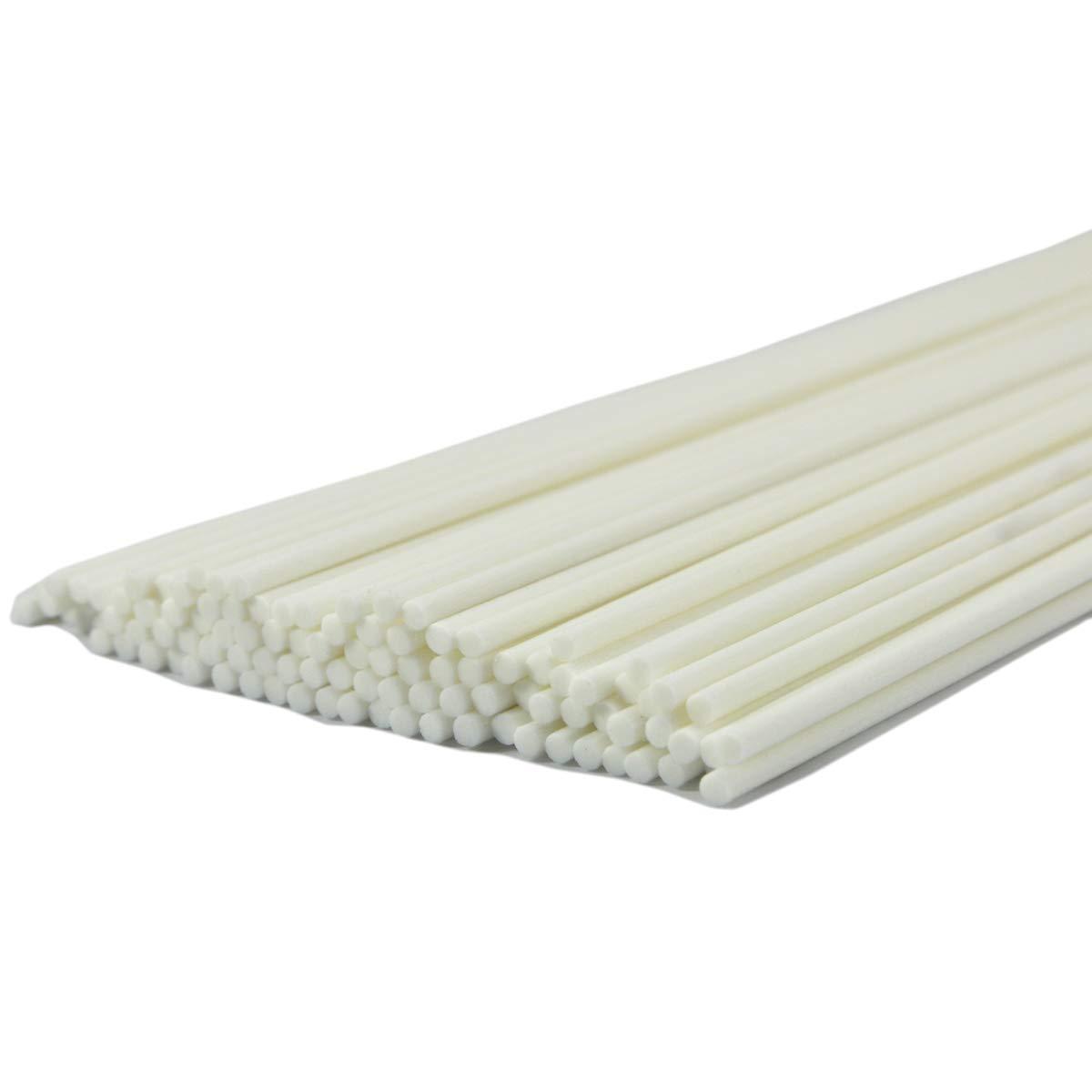 100pcs Fiber Reed Diffuser Sticks For DIY Home Fragrance （20cmx3mm,White)