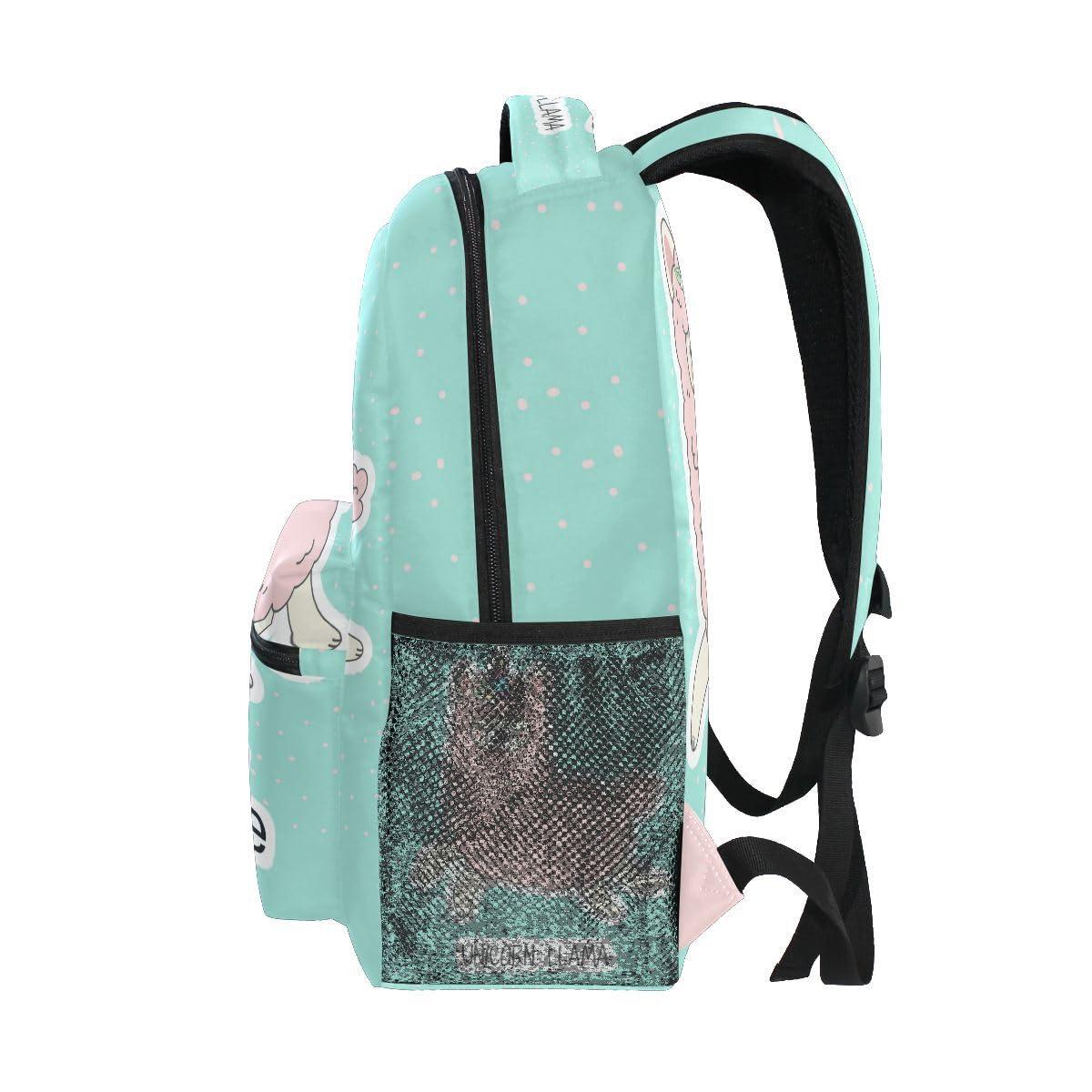 Unicorn Llama Backpacks for School Teal Alpaca Running Bookbags for Kids Teen Toddler Fashion Daypack Rucksack Travel Laptop Bag 3