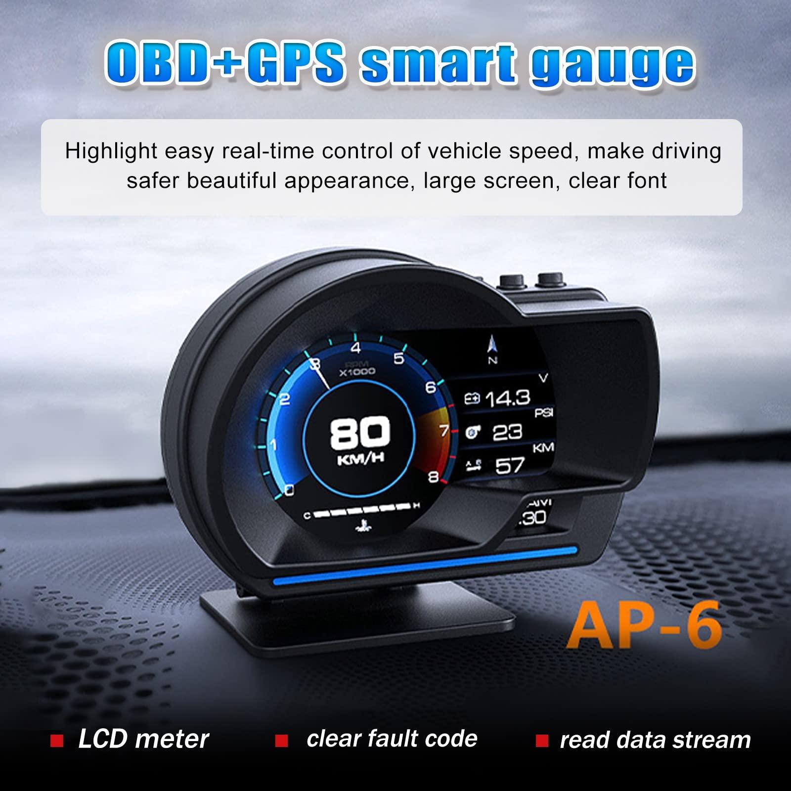 iKiKin Upgrade HUD Cars Heads Up Display OBD2 Mode, Slope Meter and GPS 3 in 1 Smart Speedometer Odometer with 11 Kinds of Display Interface and RBG Color Changing Light for All Cars Vehicles 1