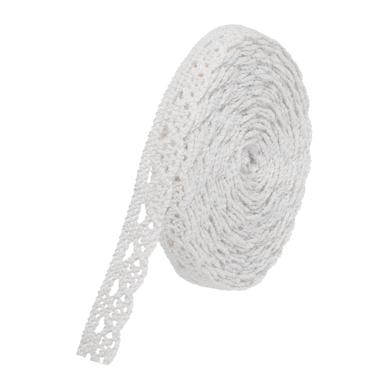 sourcing map Lace Ribbon 30 Yards 0.39 Inch Cotton Lace Trim for Craft,Gift Wrappers,Headbands,Wedding White Style 1 0