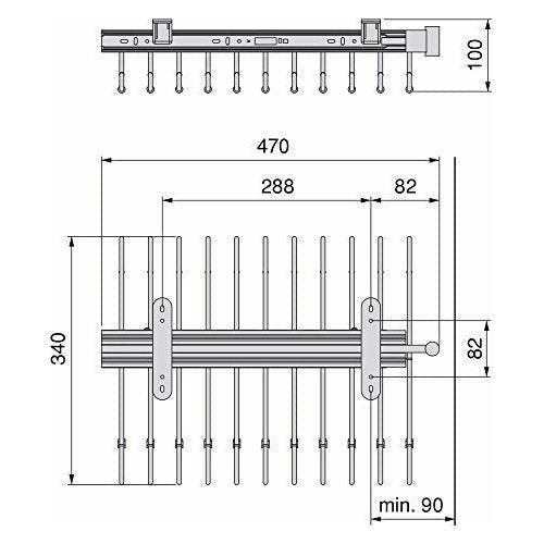 Emuca 7086411 Wardrobe pull out holder sliding hanger rail organizer rack for wardrobe for 11 trousers 4