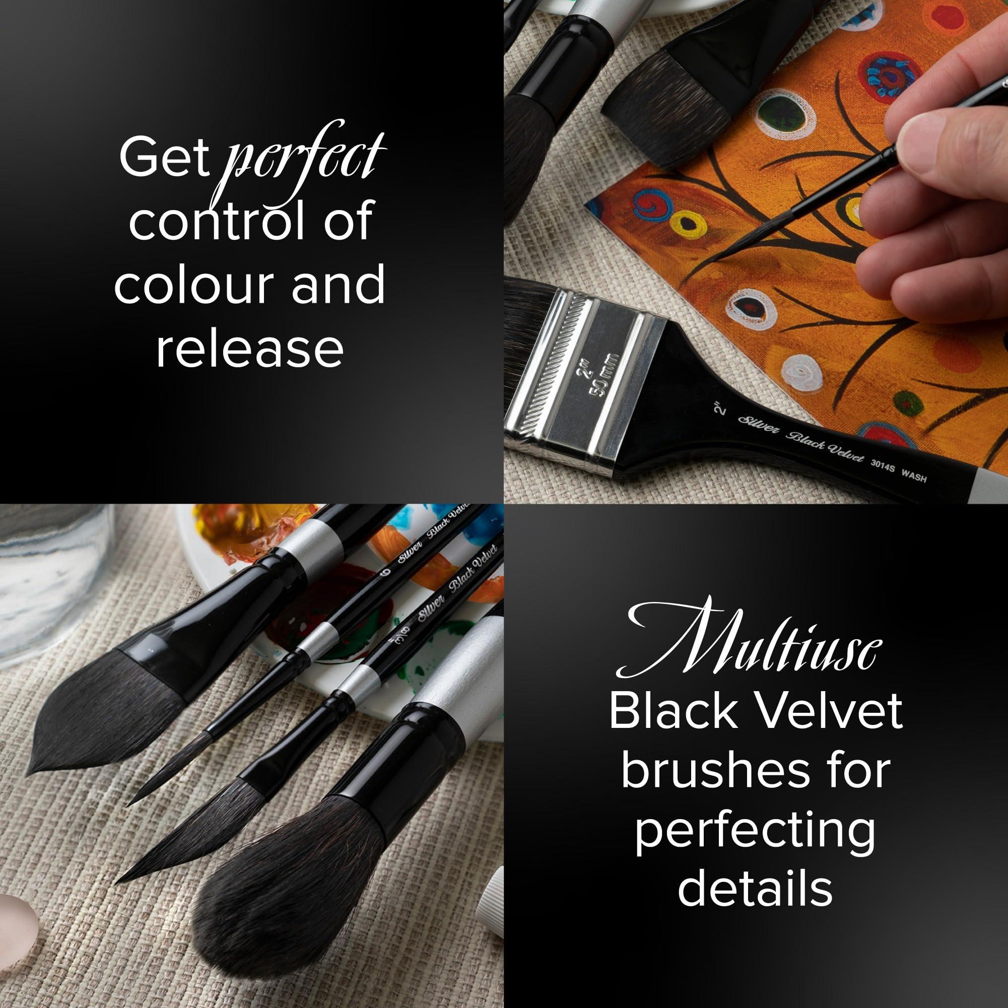 Silver Brush Limited 3000S20 Black Velvet Round Brush for Watercolour, Size 20, Short Handle 3