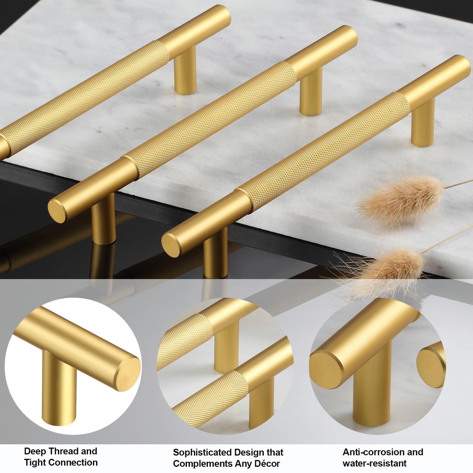 AITITAN 10 Pack Gold Cupboard Handles - 160mm Hole Spacing (210mm Length) Kitchen Cupboard Handles Gold Wardrobe Handles and Gold Drawer Handles for Cupboards Drawers 2