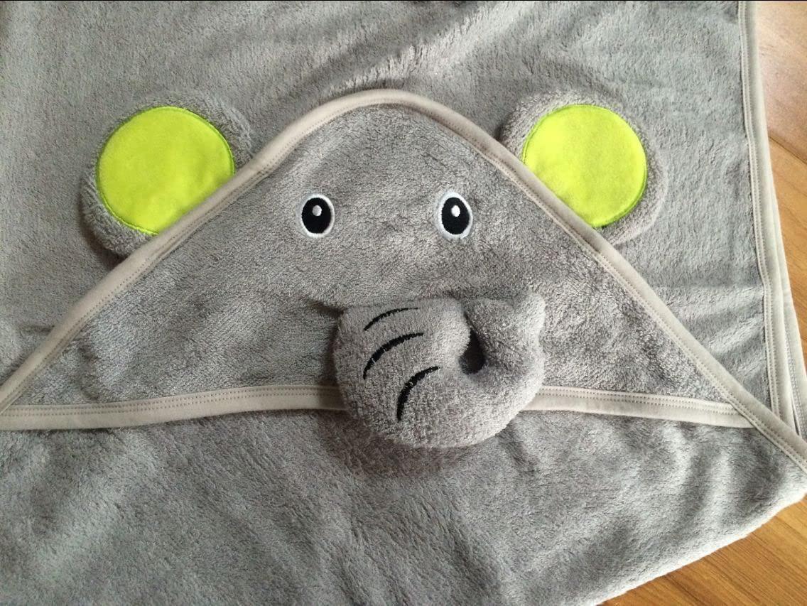 MKW Hooded Baby Towel - Animal, Hooded Bath Towels for Babies, Toddlers - Extra Large Baby Towel Perfect Baby Gift for Boys and Girl (Grey Elephant) 4