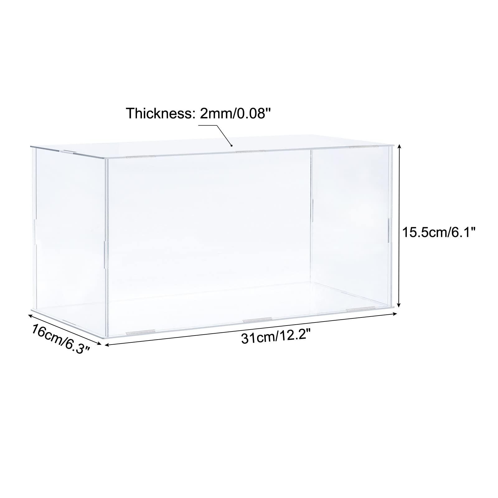 sourcing map Acrylic Display Case Plastic Box Clear Assemble Dustproof Showcase 31x16x15.5cm for Collectibles Items 1