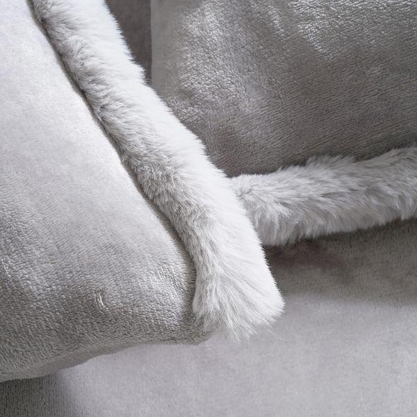 MILLSAWAY Fur flannel Fleece Duvet Cover Set Super Soft Easy Care Bedding Set (Silver,King) 2