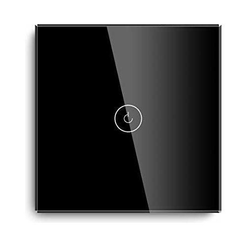 BSEED Smart Light Switch, Compatible with Alexa and Google Home,1 Gang 1 Way WiFi Touch Switch with Smart Life APP Control and Timing Function, Black Glass Panel Alexa Switch ?Neutral Wire Required? 0