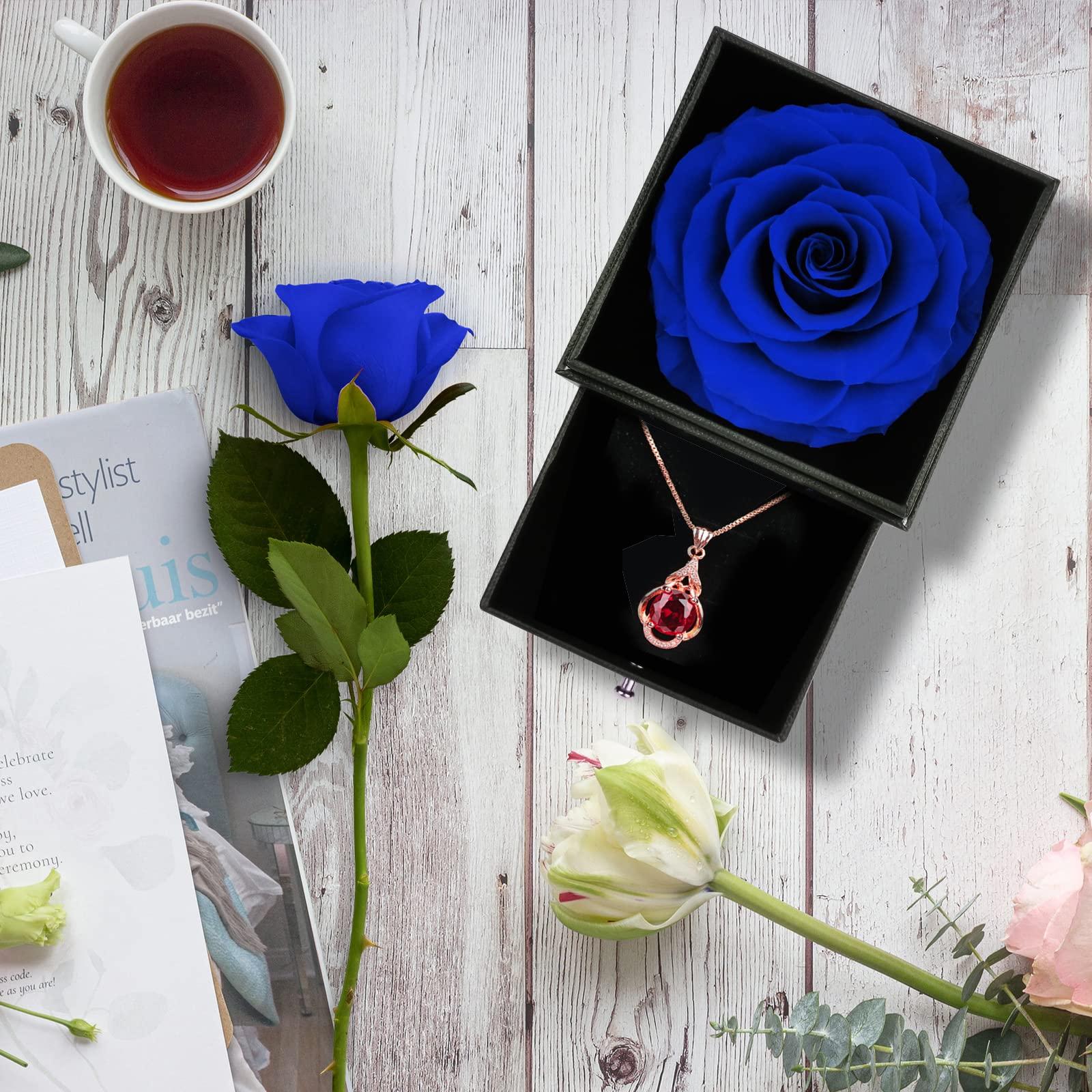 FIMAGO Preserved Real Rose with I Love You Necklace in 100 Languages Large Eternal Rose Gifts for Her for Wedding Anniversary Birthday Valentine's Day Mother's Day (YMY-PN_S-Fbp32) 3