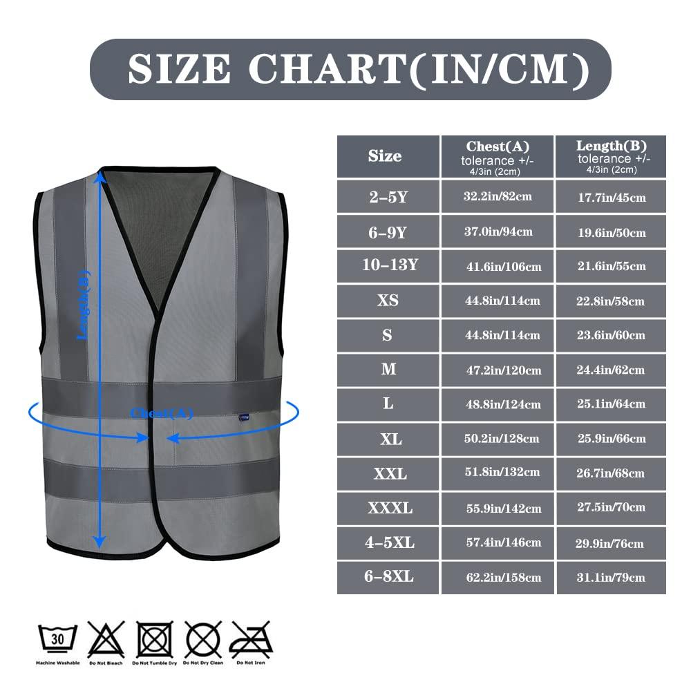 AYKRM 4XL 5XL GREY HI VIS VEST high vis Reflective Safety Vest High Visibility hi viz vis Executive Waistcoat 3