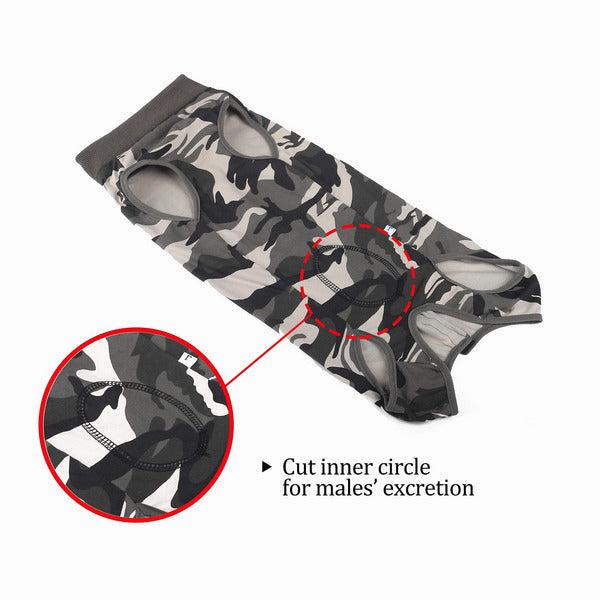 Dog Recovery Suit Cat Abdominal Wound Protector Puppy Medical Surgical Clothes Post-operative Vest Pet After Surgery Wear Substitute E-collar & Cone (L, Camouflage) 2