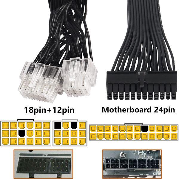 CERRXIAN 18 Pin + 12 Pin to 24 Pin ATX PSU Power Sleeved Cable, for Super Flower leadex G Series 1